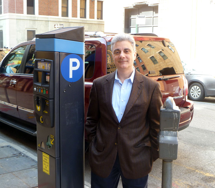 Lou Camporeale with parking machine